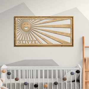 Nursery Name Sign, Boho Wooden Baby Name Sign for Nursery, Baby boy or girl Wooden Nursery Sign, Above the crib sign, nursery wall art