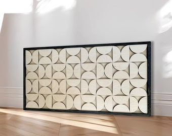 Mid Century Modern Minimalist Wood Wall Art | Wabi Sabi Wooden Wall Decor Over the Bed | Extra Large Wall Art | Japanese Wall Art