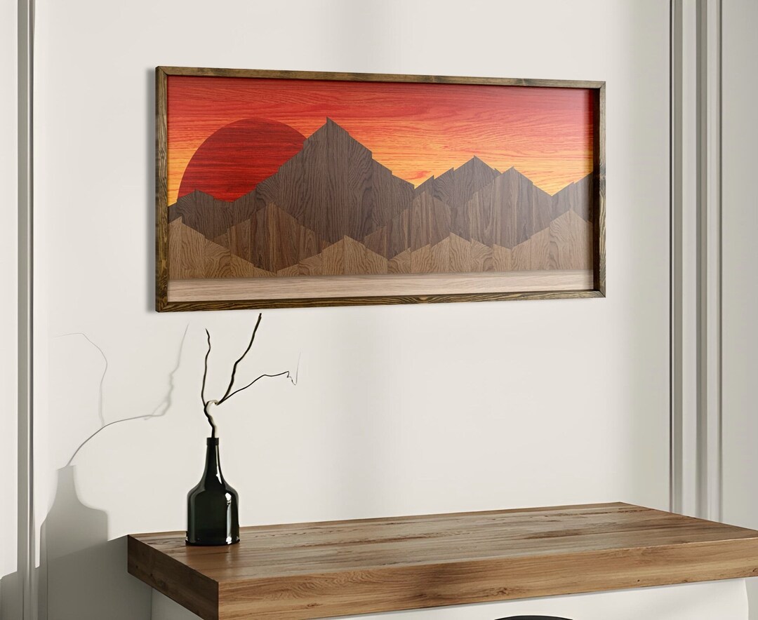 Mountain Wood Wall Art Wooden Mountain Wall Art Wall Decor Over the Bed