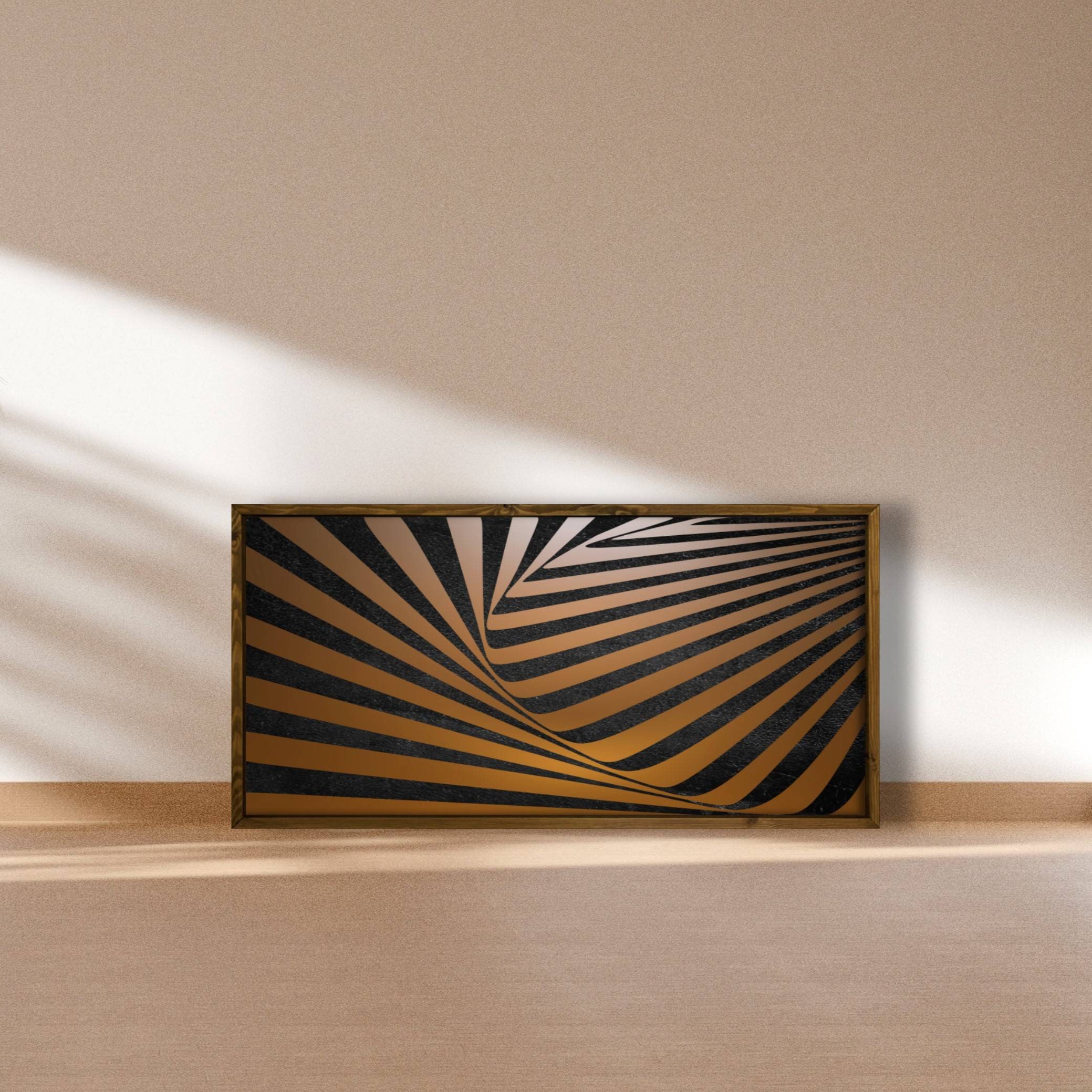 Framed Geometric Wood Wall Art Print, Wooden Wall Decor, Boho Wall Art