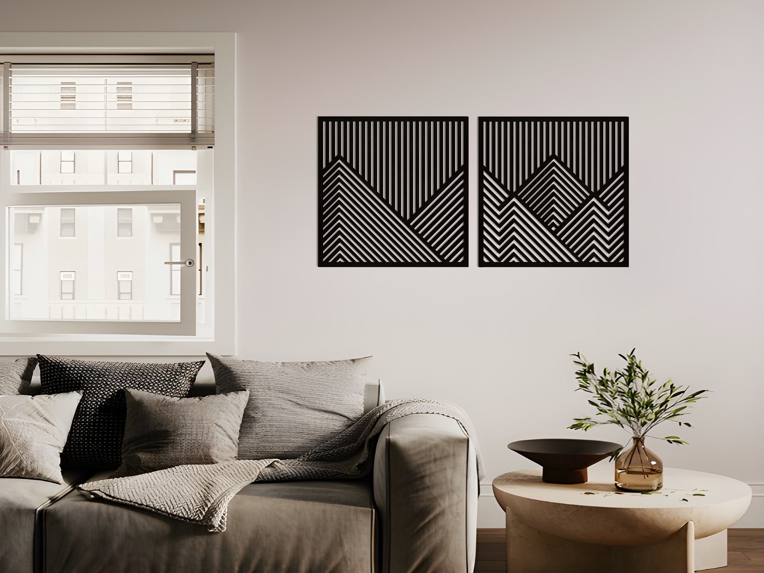 Mountain Wood Wall Art, Large Wooden Wall Decor, 3 Panel