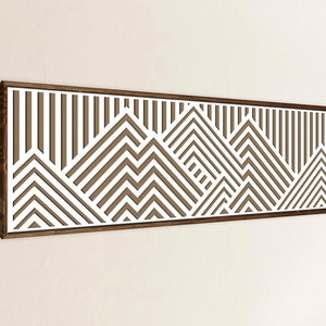 mountain wood wall art with laser cutting, handmade gift, large wooden wall art, handmade home decor, boho above bed decor, bedroom decor