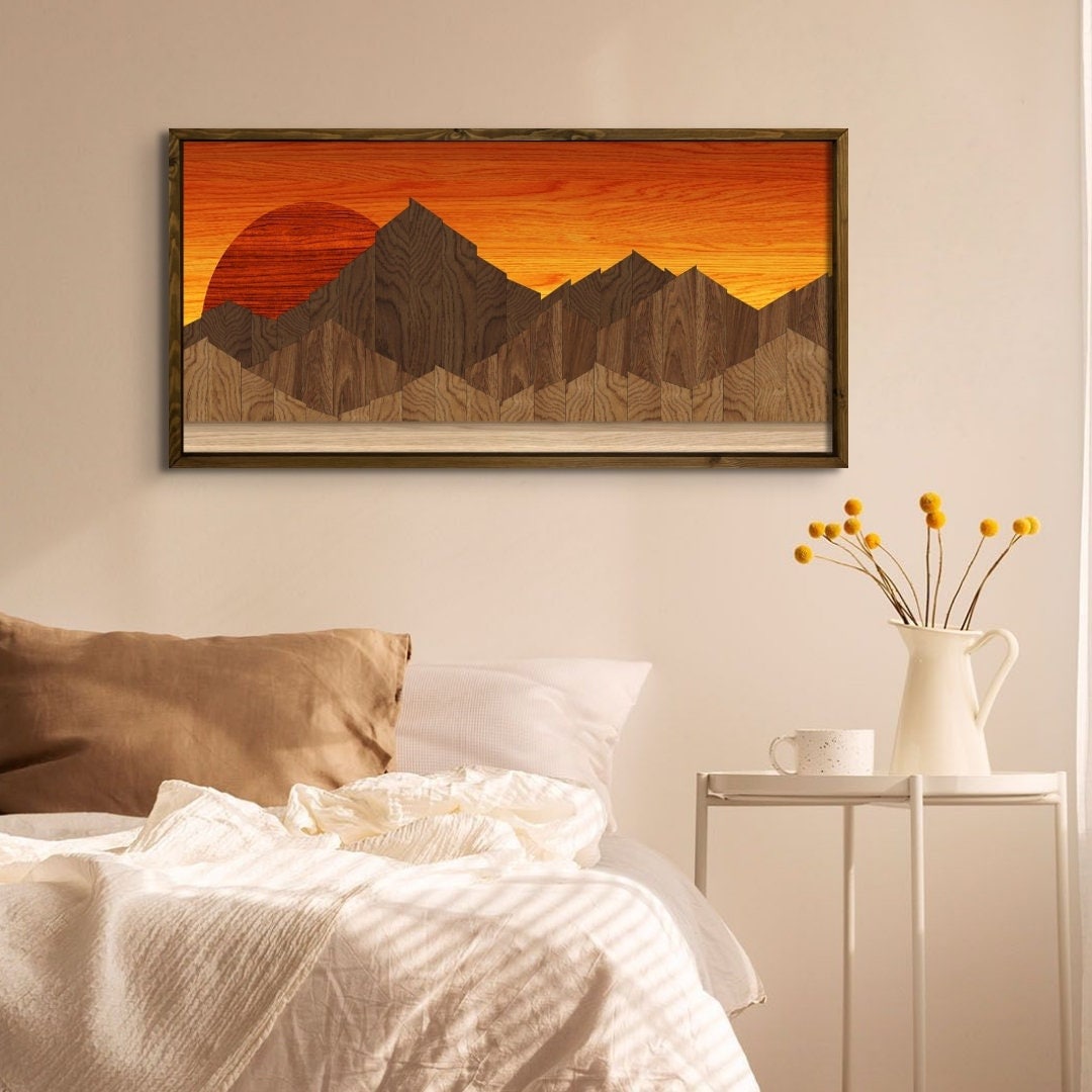 Mountain Wood Wall Art Wooden Mountain Wall Art Wall Decor Over the Bed