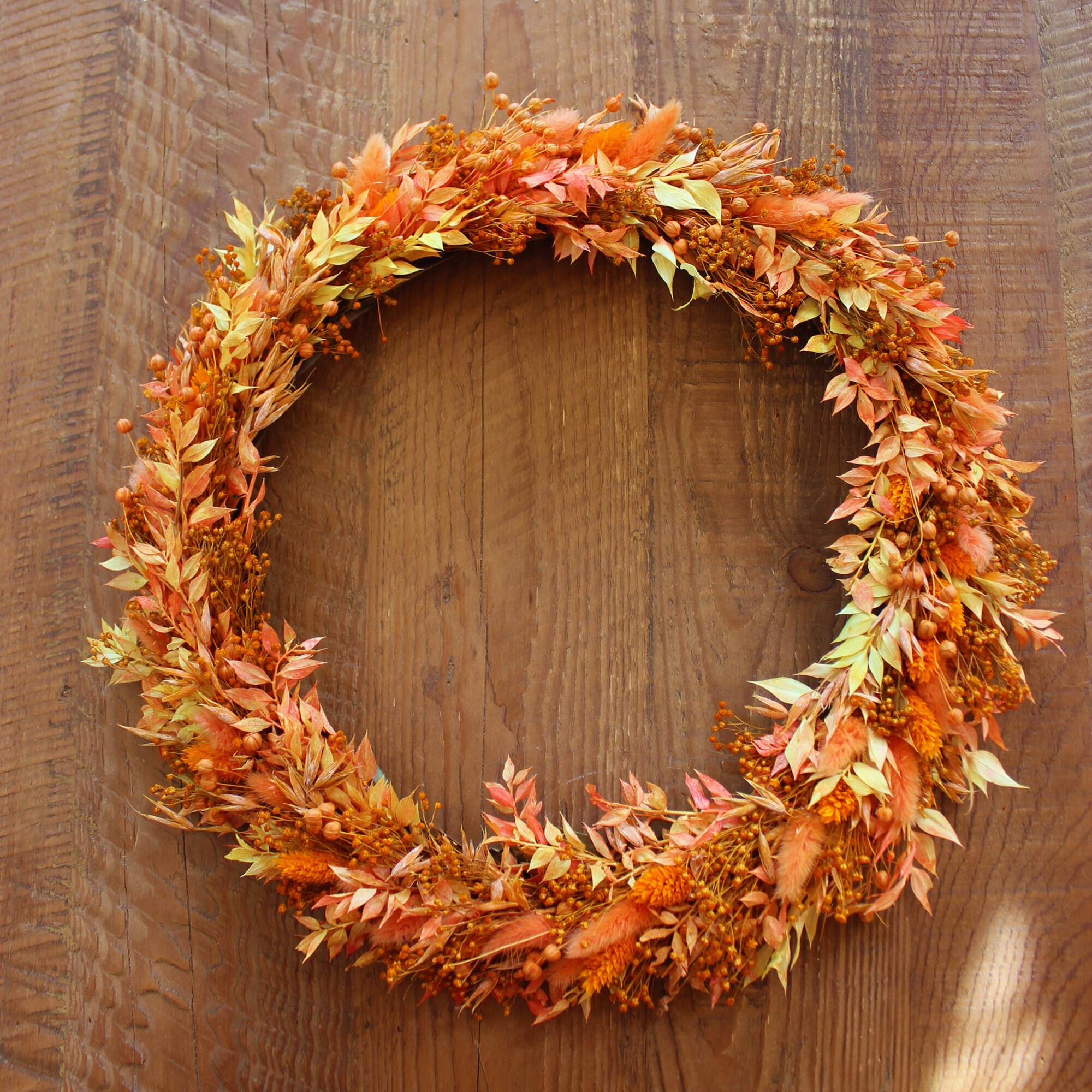 Couronne de Fleurs Séchées Réalisée à La Main, Colorée et Lumineuse