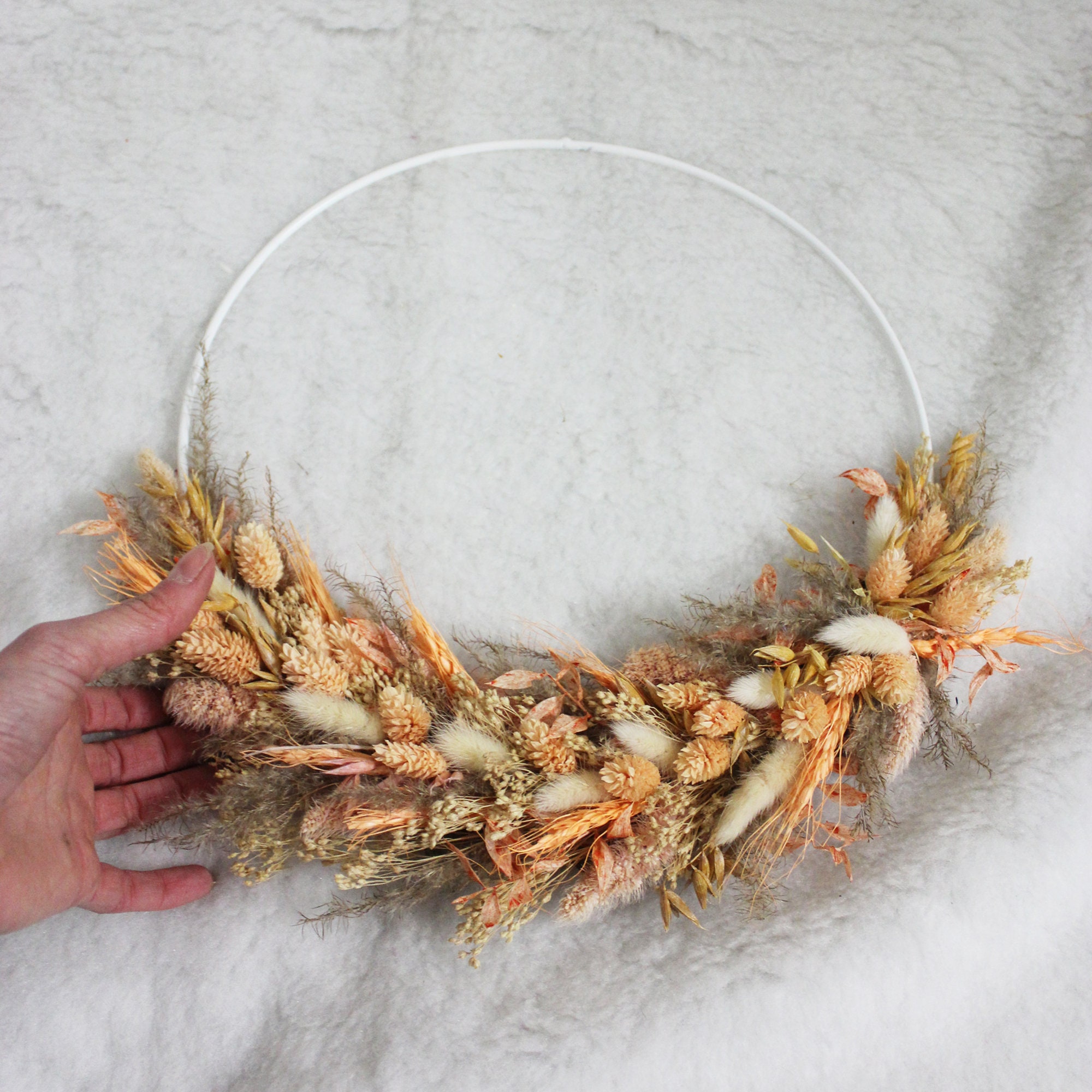 Couronne de Fleurs Séchées Réalisée à La Main, Colorée et Lumineuse