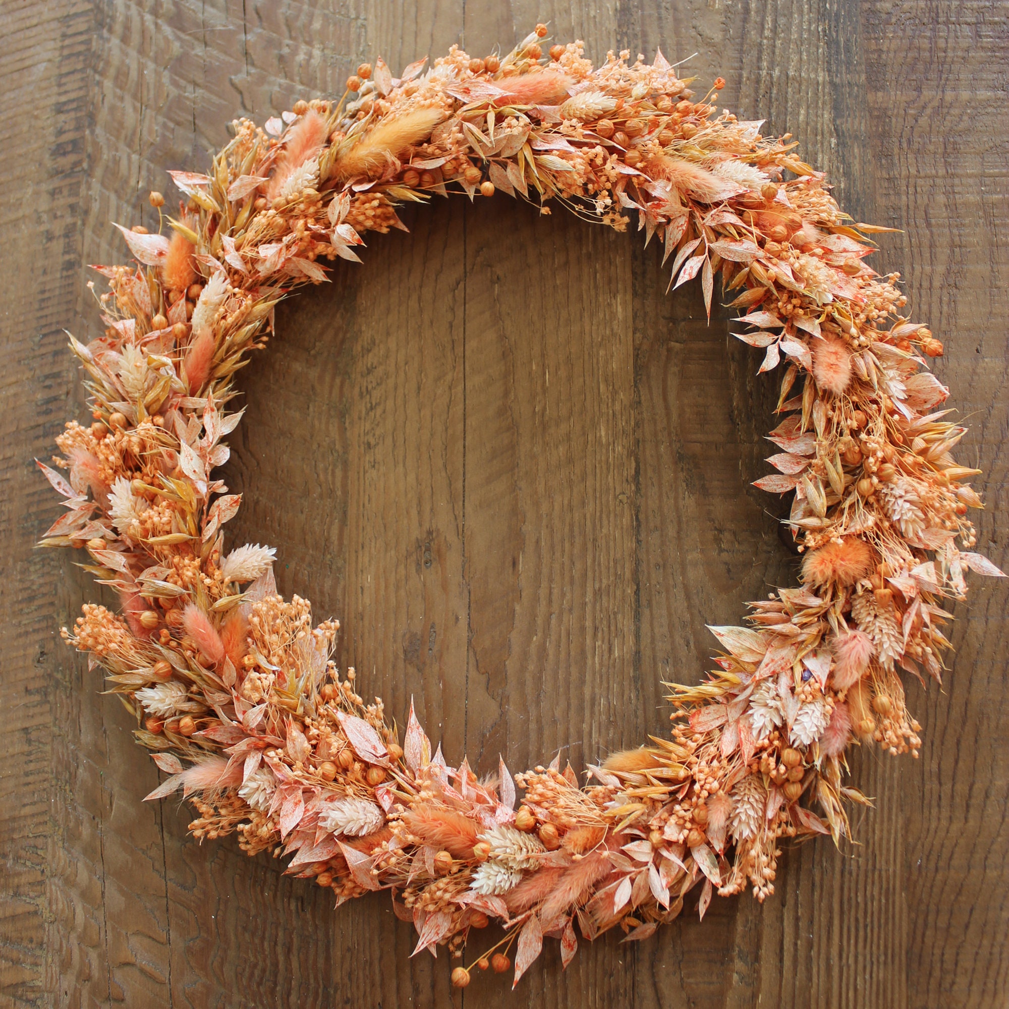 Couronne de Fleurs Séchées Réalisée à La Main, Colorée et Lumineuse
