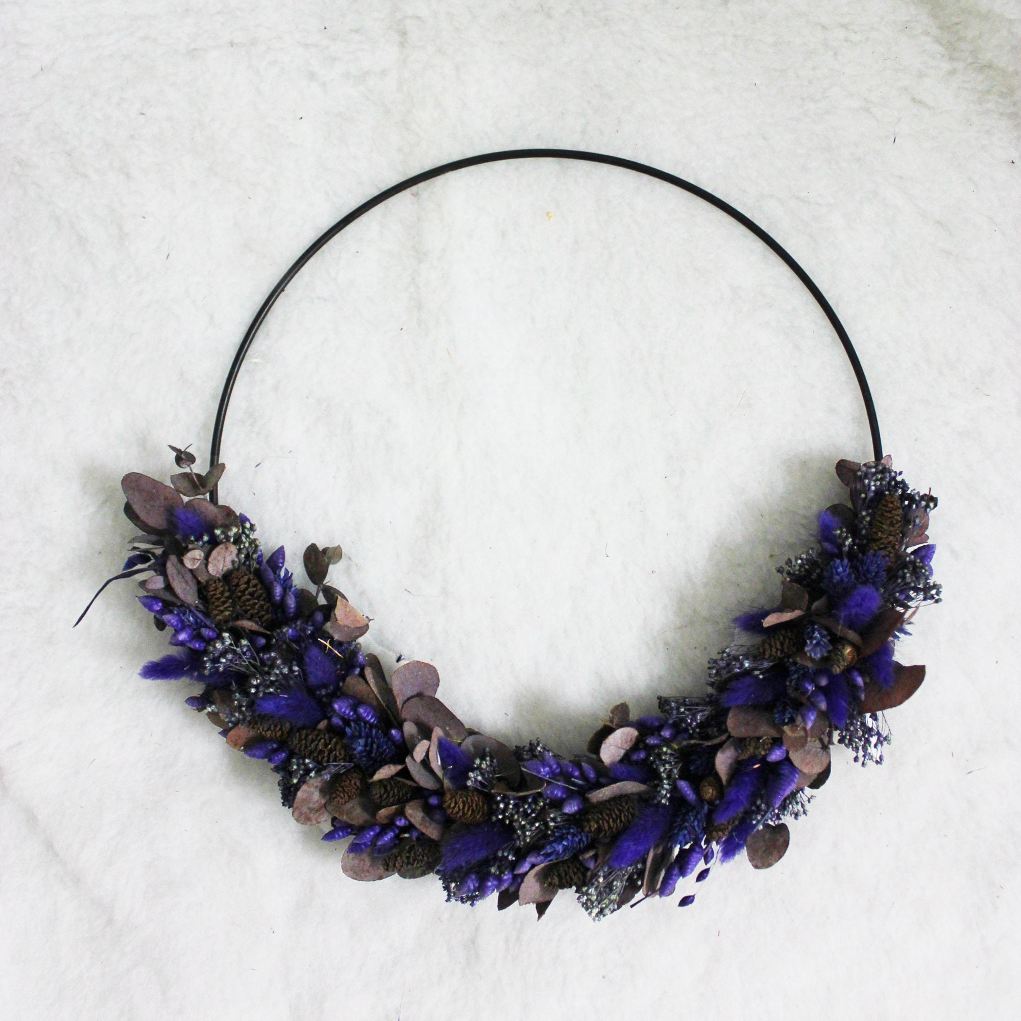 Couronne de Fleurs Séchées Murale, Colorée et Lumineuse