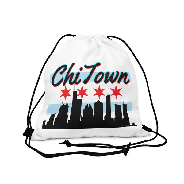 ChiTown - Chicago Flag - Outdoor Drawstring Bag