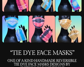 Vol 3 - Mask Sets - Handmade Reversible Tie Dye Face Mask Set with Keychain Holder, Filters & Hand Sanitizer