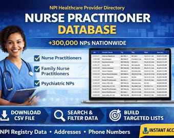 Nurse Practioners Database | NPI Registry Data | CSV Download | NP Database | Nurse Practioner List