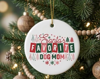 Dog Mom Christmas Tree Decoration, Gift for Dog Lover, Pet Owner Holiday Decor, Ceramic Holiday Ornament