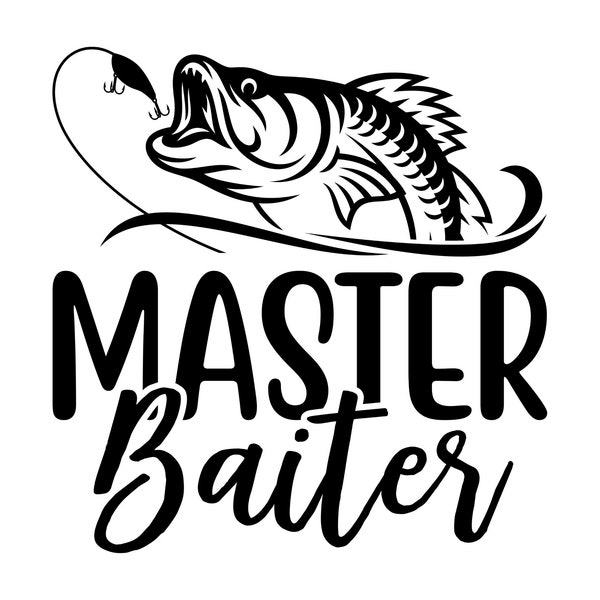 Master baiter funny fishing quote png/ Funny mens fish humor/ Fishing design png/ Fish humor/ Guy humor/ Funny fishing saying