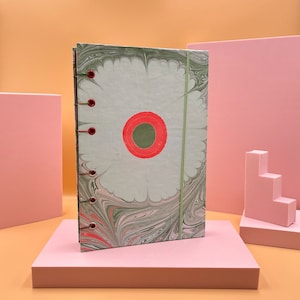 Green Chamomile Marbled Hardcover Notebook. 56 recycled pages.