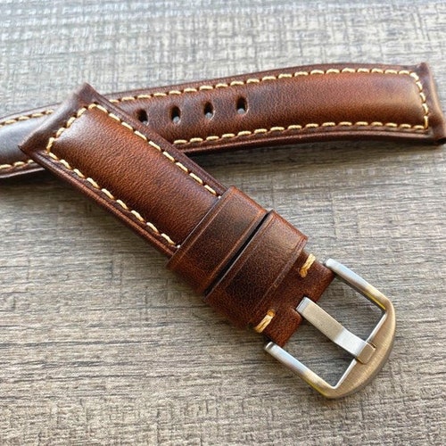 Handmade Leather Mens Watch Strap 16mm 18mm 20mm 22mm 24mm Etsy