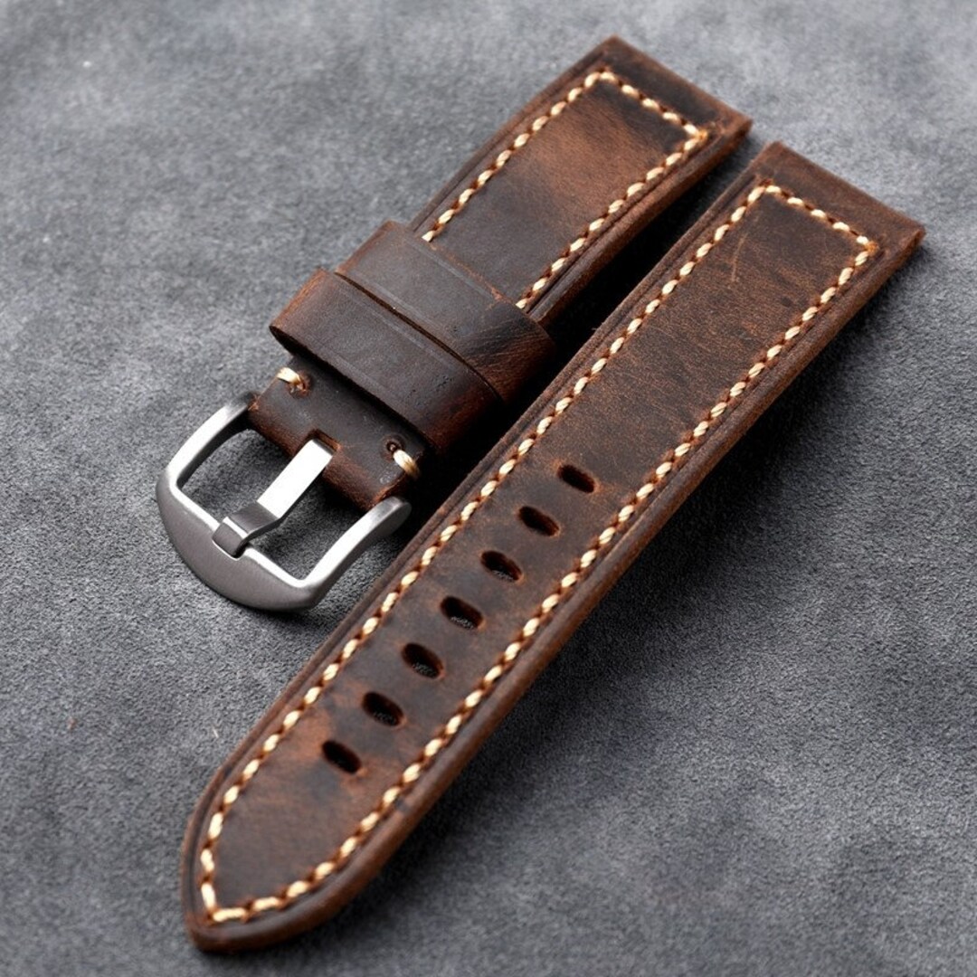 Rallye Handmade RIOS1931 Vintage Leather Watch Strap – Made In Germany. Fits 18, 19, 20, 22mm Lug Widths. Unisex, Brown Or Black, Pin Buckle. For Omega, Seiko, IWC, Apple, Etc.