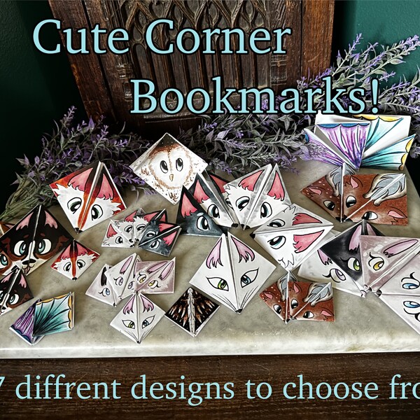 Cute forest animal, paper corner bookmarks.