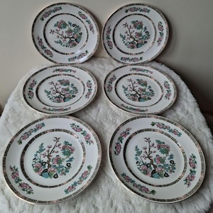Vintage Wedgwood &quot;Indian Tree&quot; Plate Set x 6 Serving Dinner Plates Hallmarked