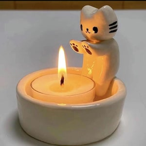 Novelty Cat Candle Holder Aromatherapy Kitten Ornament Gift Home Decor Kitty Gift