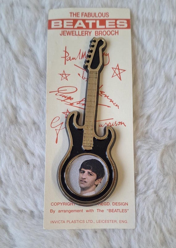 1960s Beatles Ringo Starr Guitar Brooch (Invicta Plastics)