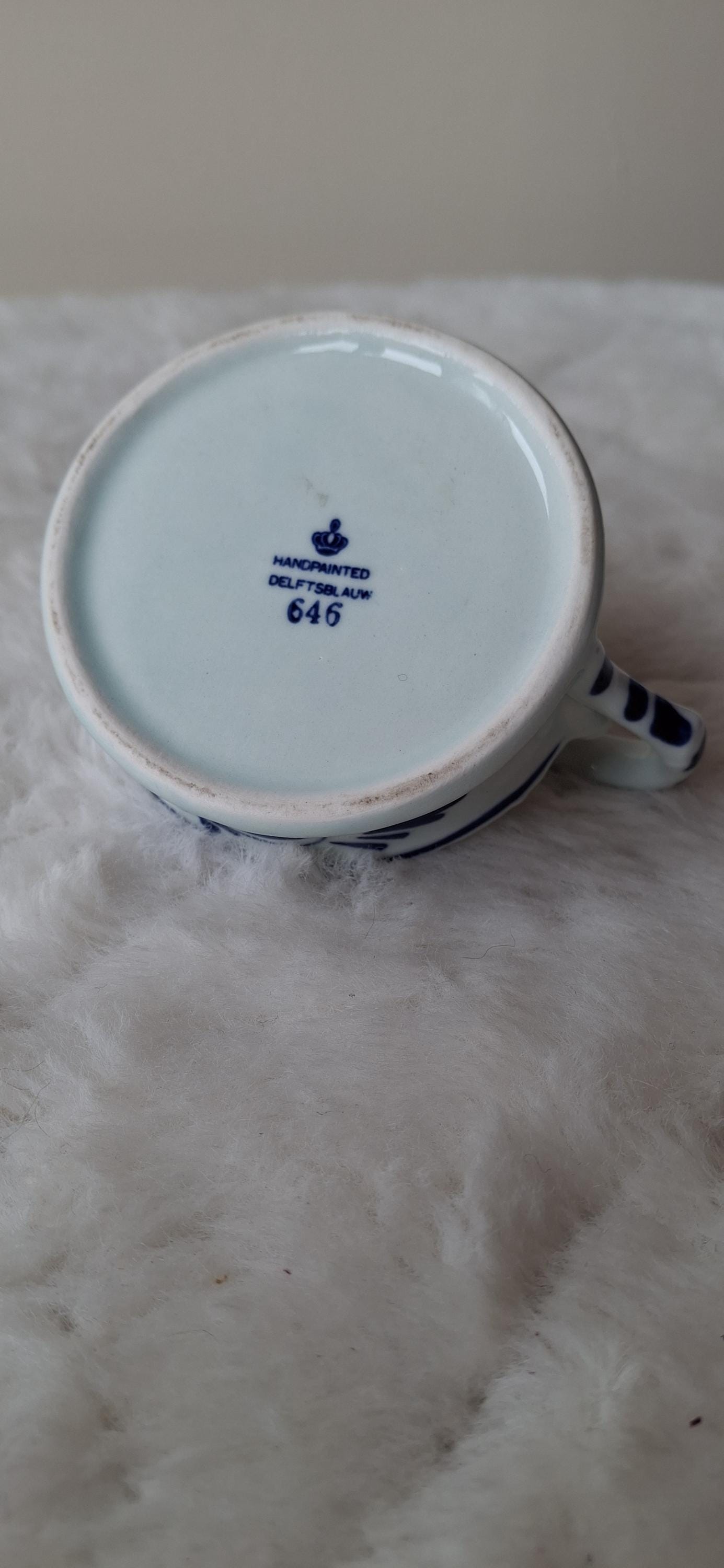 ヴィンテージの手描きデルフトキャンドルホルダー：青と白のチェンバー