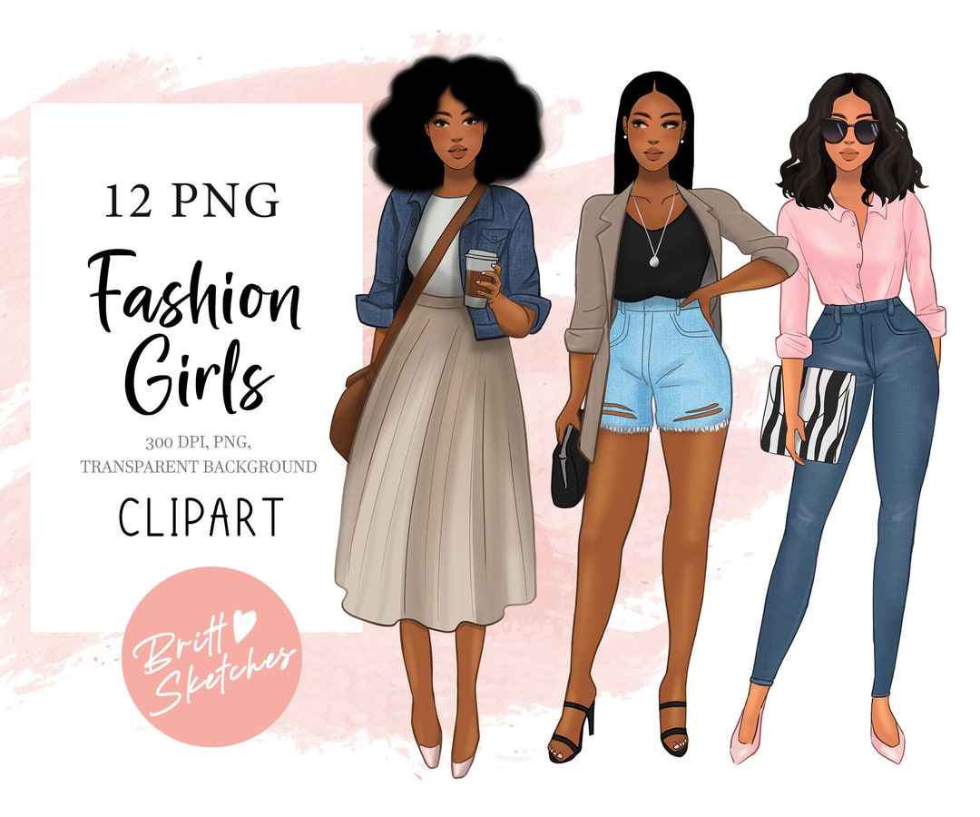 Fashion Girl Clipart Denim Girl Boss Png Black Girl Clipart African Fashion Girl Clipart Denim Girl Boss Png Black Girl Clipart African