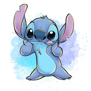 Clipart de point, point PNG, art de point mignon, art aquarelle pour enfants, art pailleté, art de point dessiné à la main, Lilo & Stitch
