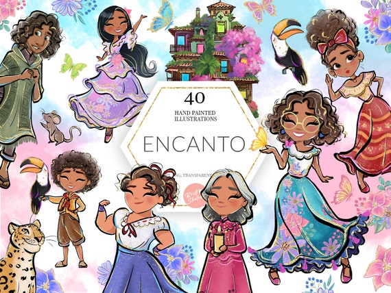 Encanto Clipart, Mirabel PNG, Luisa, Isabela, Casita, Madrigal Family, High Resolution Hand drawn, Cute, Kids, Watercolor, Sublimation