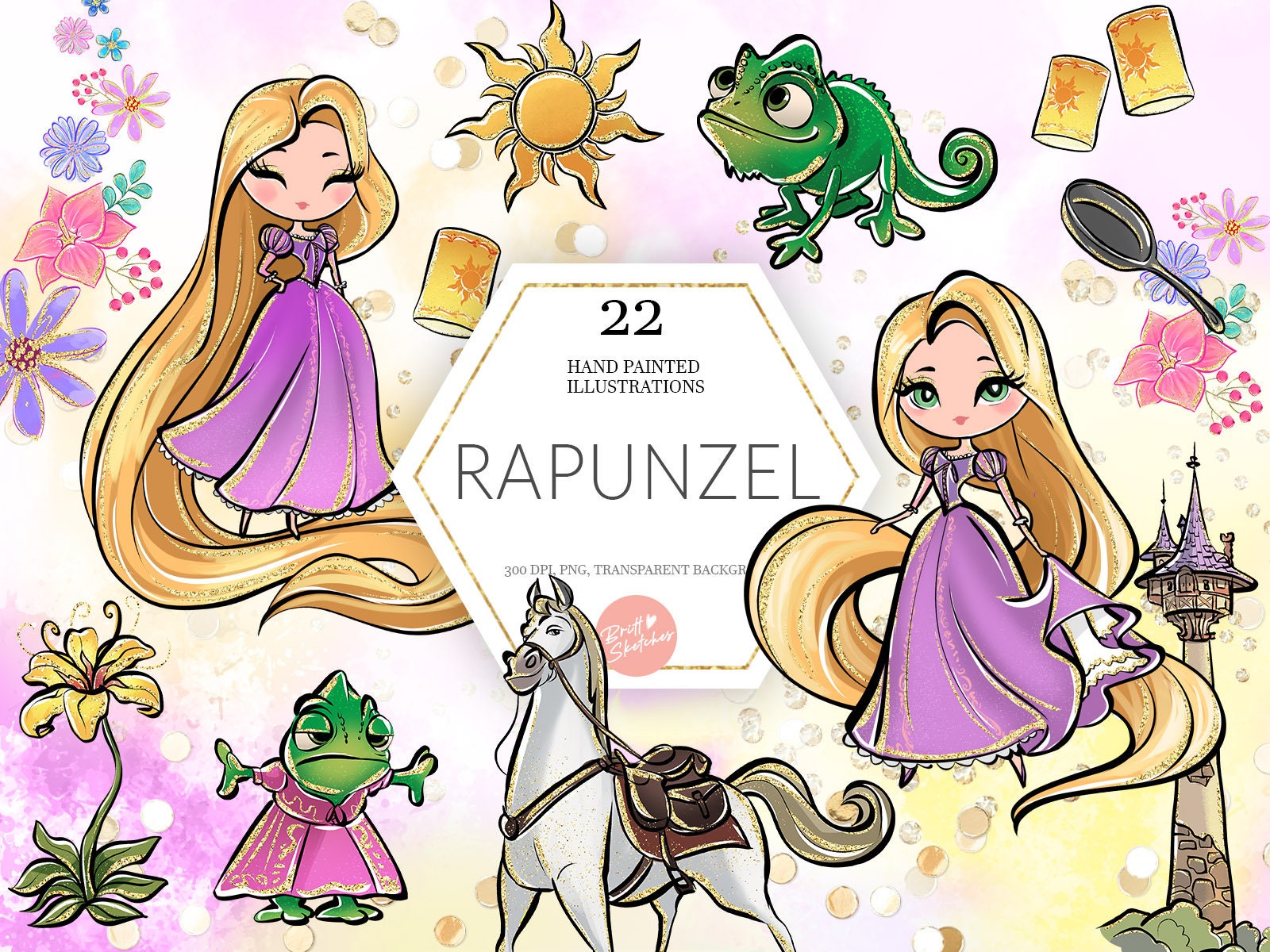 Pascal Rapunzel's Chameleon From Tangled Sketch Digital Embroidery Machine  Design File 4x4 5x7 6x10 