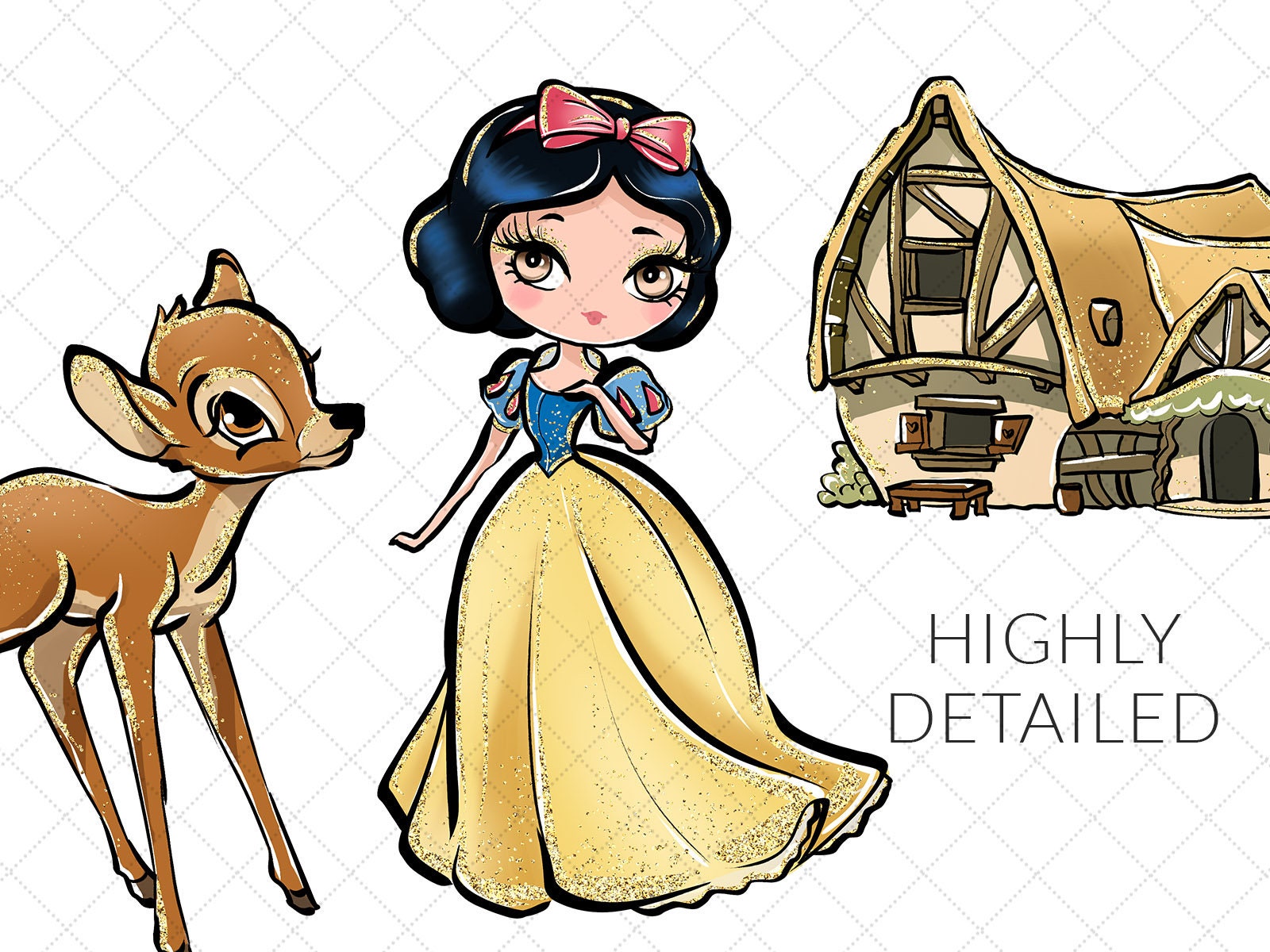Snow White Clipart, Princess PNG, Seven Dwarves, Fairytale