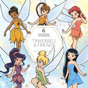 Tinkerbell and Friends Clipart, Tinkerbell PNG, Fawn, Silvermist, Iridessa, Rosetta, Vidia, Watercolor Fairy Art, Fairies, Instant Download