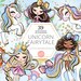 Unicorn Fairytale Clipart, Cute Princess Glitter Fairy Girl, Rainbow Unicorns, Pastel Watercolor Planner Stickers Fabric PNG POD Supplies 