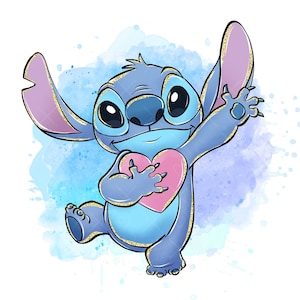 Stich Clipart, Stich PNG, Aquarell Kinder Kunst, Glitzer-Kunst, Handgezeichnete Stitch Art, Lilo & Stitch
