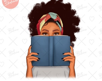 Black Woman Sublimation, Book Lover Clipart, Afro Girl PNG, Bookworm Pretty Girl, Feminism, Planner Graphics Tshirt Digital Instant Download