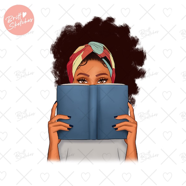 Black Girl Reading Clipart - Etsy
