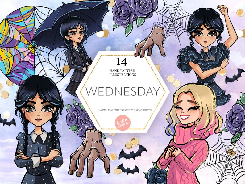 Wednesday Addams Clipart Addams Family Enid Thing Hand Etsy UK