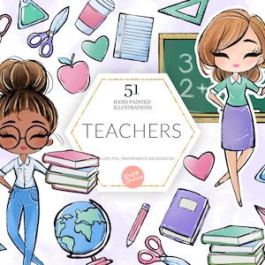Clipart de l’enseignant, Retour à l’école, Graphiques d’éducatrice, Papeterie, Éducation, Salle de classe, Autocollants de planificateur Tissu PNG POD Fournitures