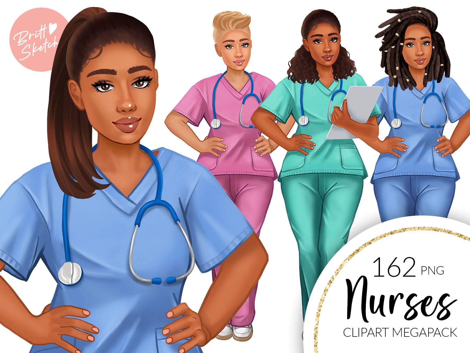 staff nurse clipart black