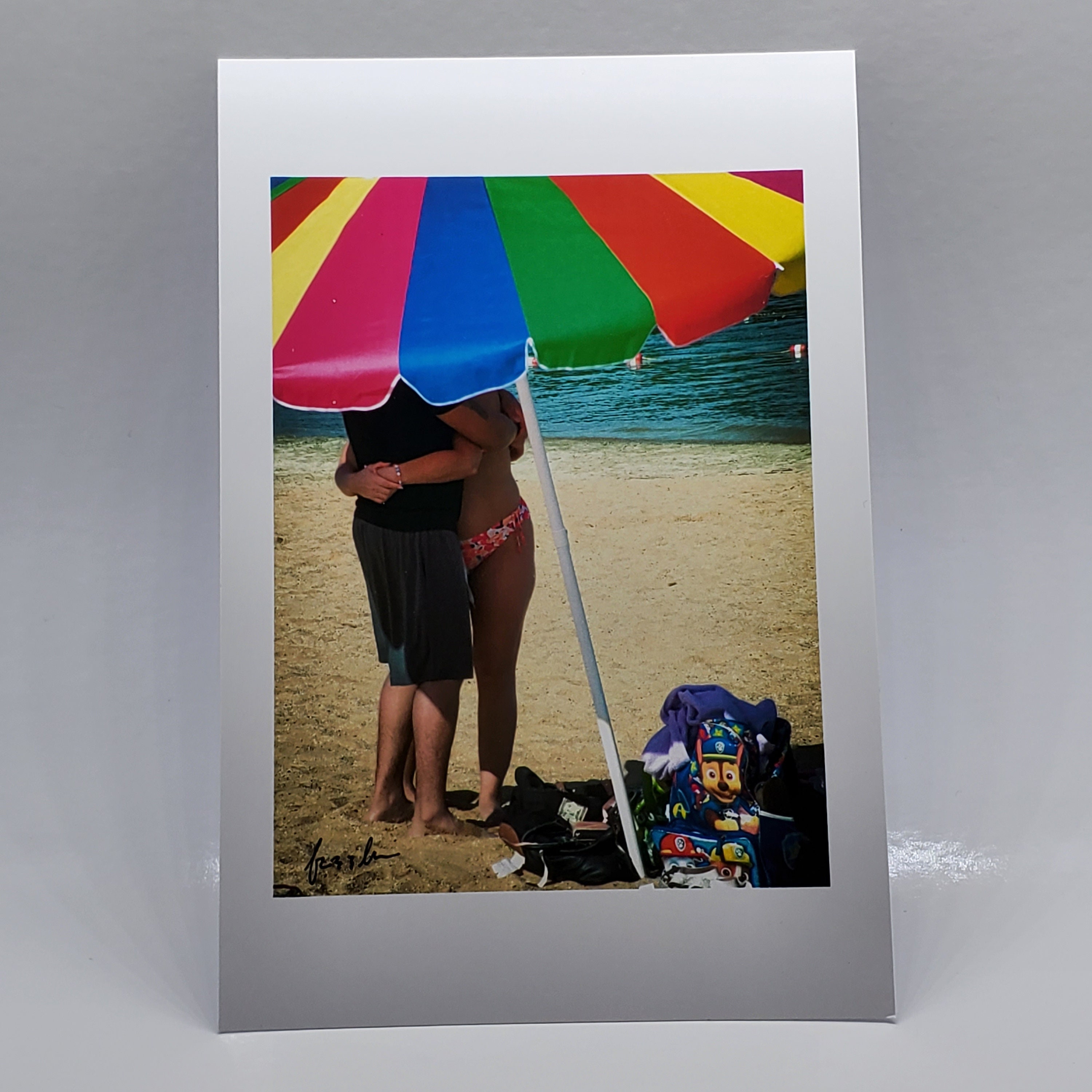 Colorful Beach Candid on Glossy Cardstock 4x6 Elegant Art Print