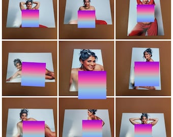 9 dojrzałych eleganckich zdjęć tej piękności o pełnych kształtach na błyszczącym 4x6 Fine Fashion Art Photography