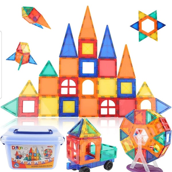 Magnetic building blocks stem educational building blocks in carry case educational toys for kids