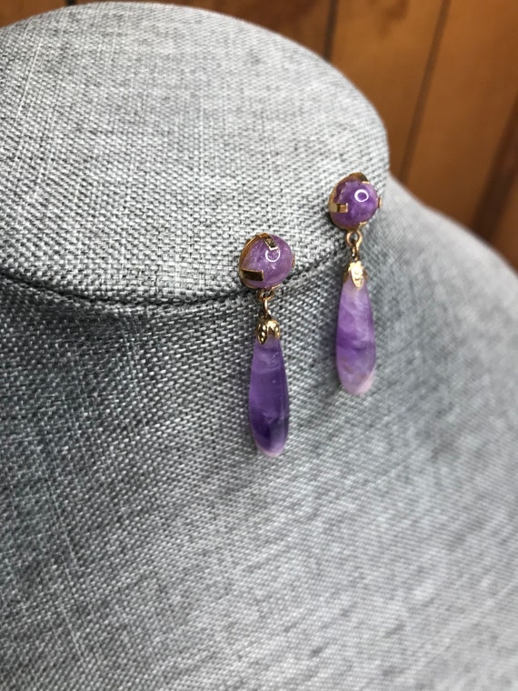 Amethyst Dangling Earrings, Vintage - image 1