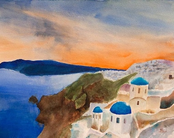 Santorini Blue Domes