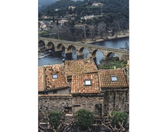 French medieval village of Roquebrun - Premium Matte Canvas, Photography Print, Wall Decor, Travel, France, Occitane