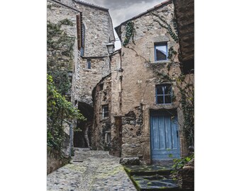 French medieval village Roquebrun -Premium Matte Canvas, Photography Print, Wall Decor, Art Print, Travel Print, France Print, Artwork Print