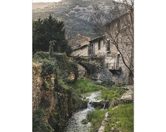 French medieval town Saint-Guilhem-le-Desert - Premium Matte Canvas, Photography Print, Wall Decor, Art Print, Travel Print, France Print