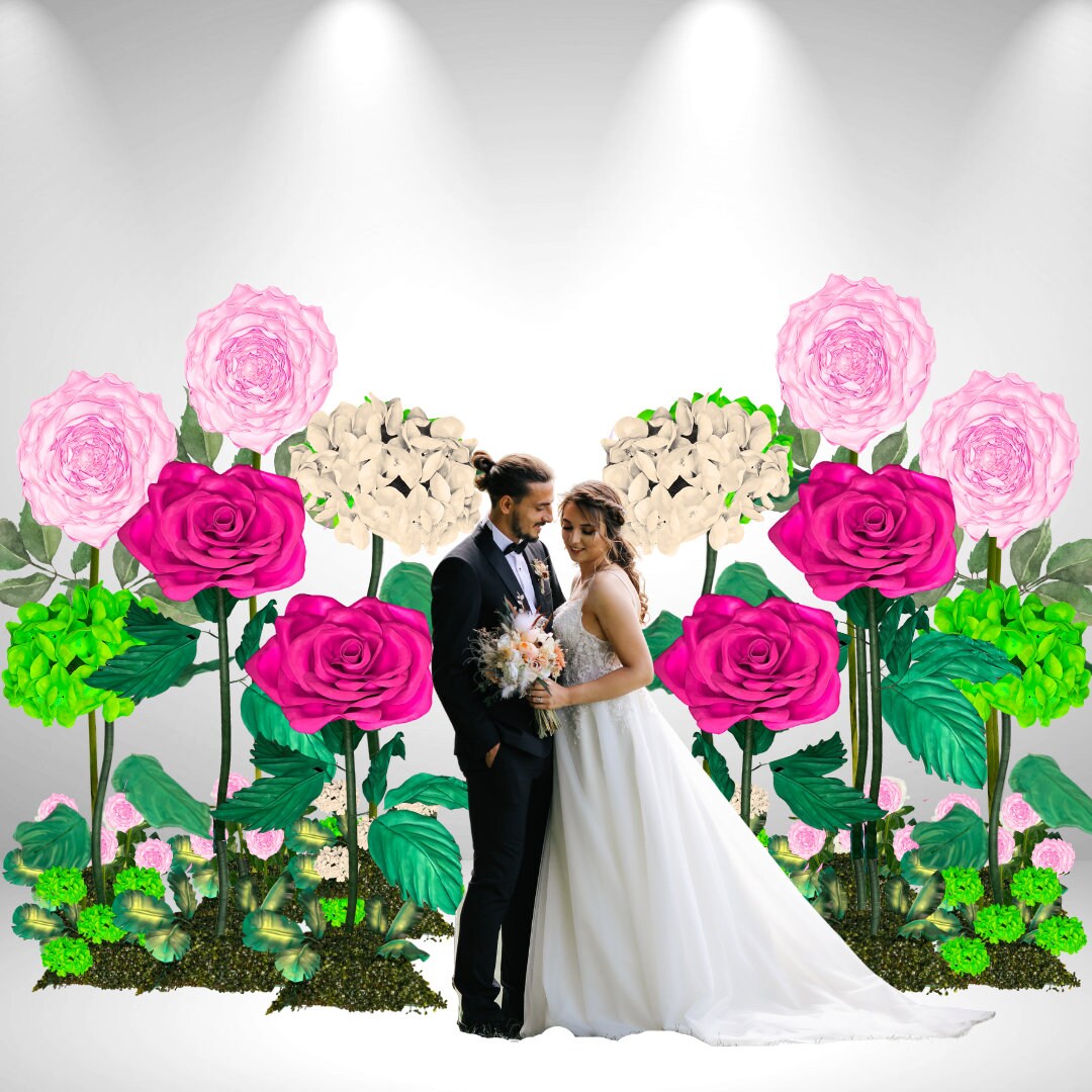 SET 6 Gorgeous Giant Foam Flower, Wedding Flower Backdrop, Giant Standing Flowers, Photoshoot Flower, Window display