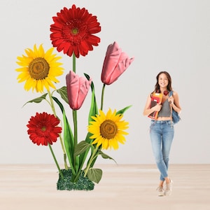 Giant Flower Set - Oversized Pink Tulips Flowers for Marriage Proposal, Wedding Event Floral Decor, Large Foam Flowers, Birthday Sunflowers
