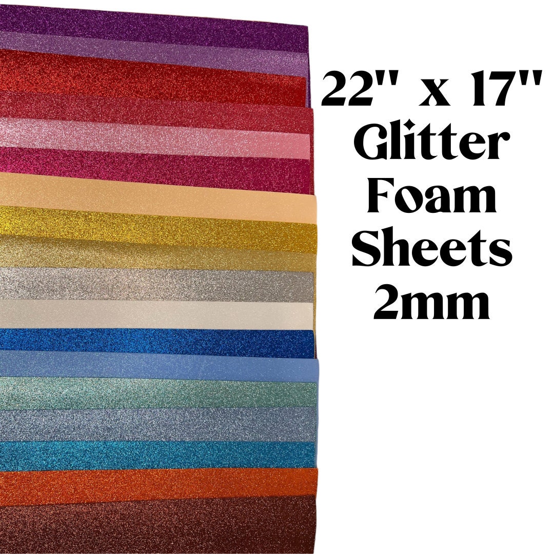 Moosgummi Glitter 5 Sheets EVA Foam Craft Fommy Solid Colors M 30x20 