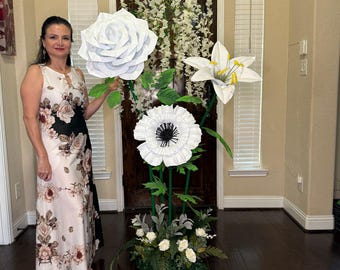 Giant 6ft Floral Arrangement, White Lilies, Roses, Anemones
