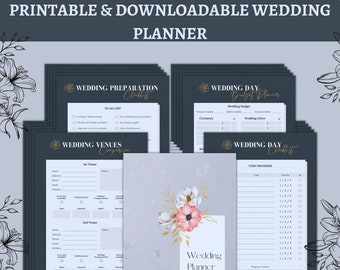 Hochzeitsplaner Printable | Druckbare Hochzeits-Planer Seiten | Hochzeitsplan-Bundle | Hochzeitsplanerbuch | Hochzeitsplaner
